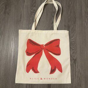NEW Alice & Wonder Chicago Christmas Bow Tote Bag - Red / White